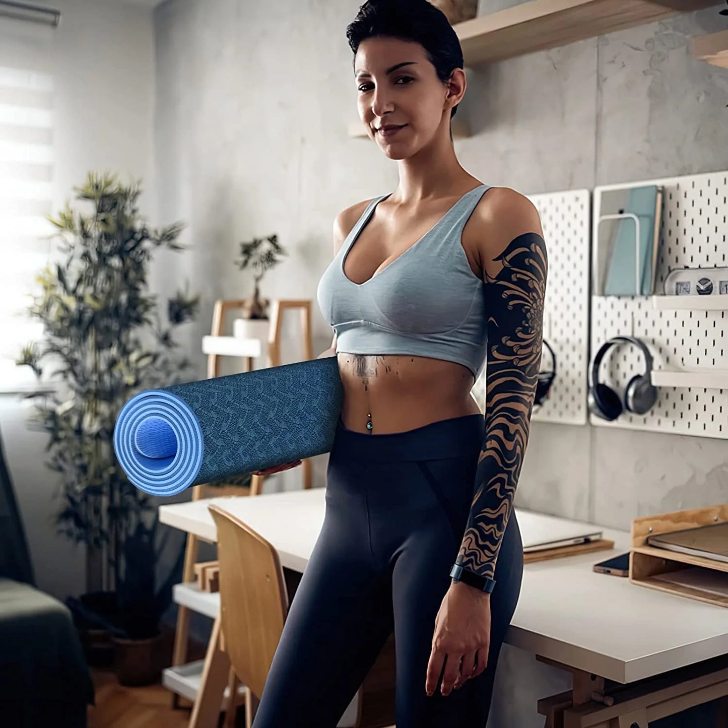 High-Density Eco-Friendly TPE Yoga Mat - 72" x 24", 8mm Extra Thick Non-Slip Exercise Mat for Yoga and Pilates for Men and Women