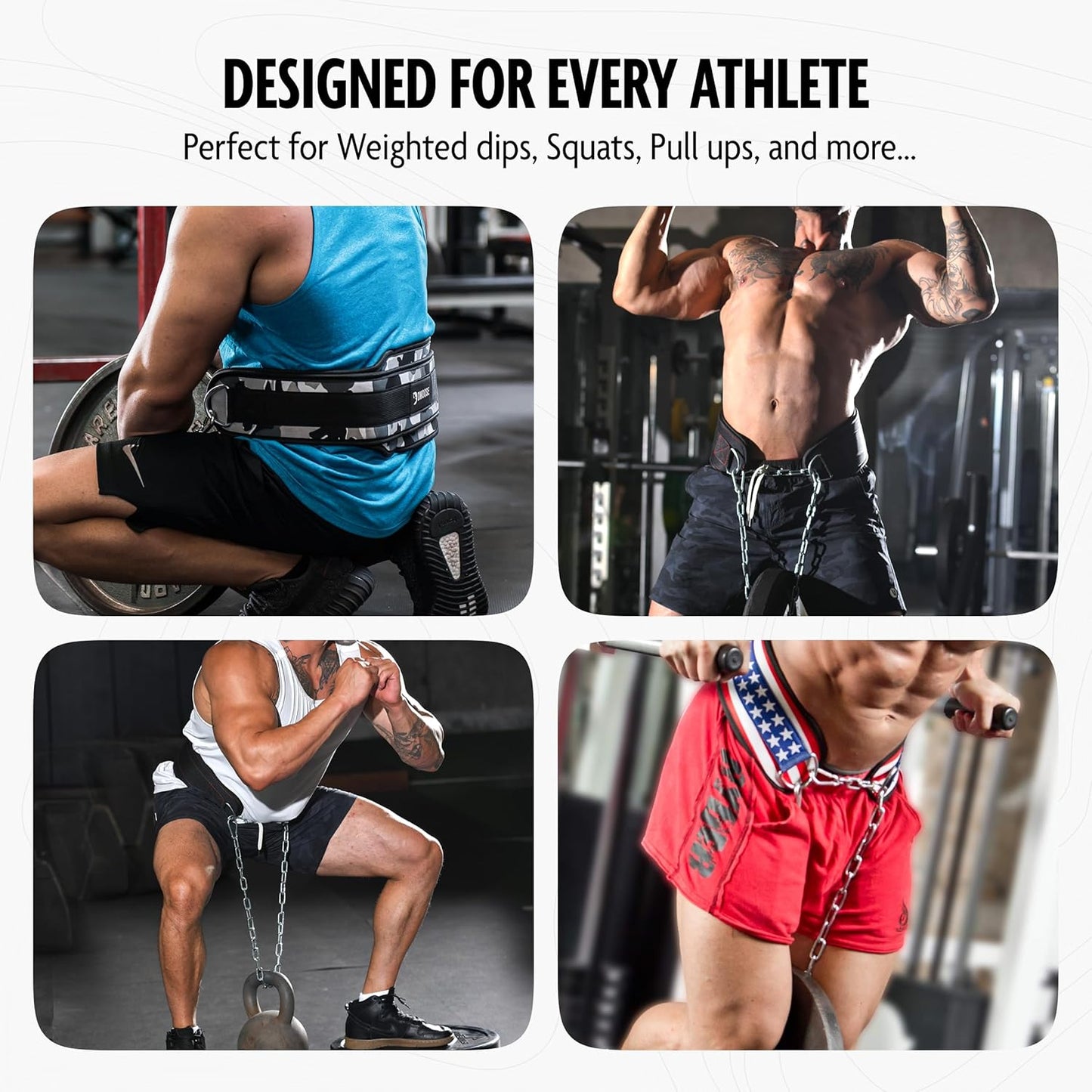 Dip Belt for Weightlifting and Strength Training - 36" Durable Steel Chain with Comfortable Neoprene Padding, Supports Up to 350 lbs