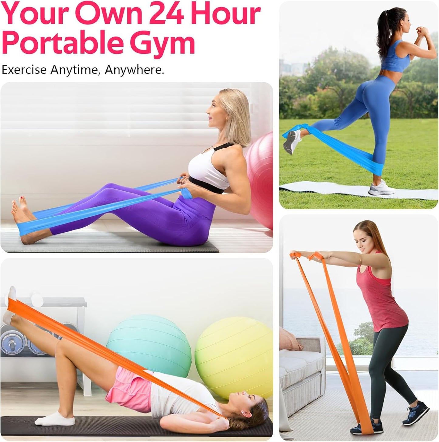Professional Resistance Bands Set for Exercise, Physical Therapy, Stretching, Recovery, Pilates, Rehabilitation, Strength Training, and Yoga