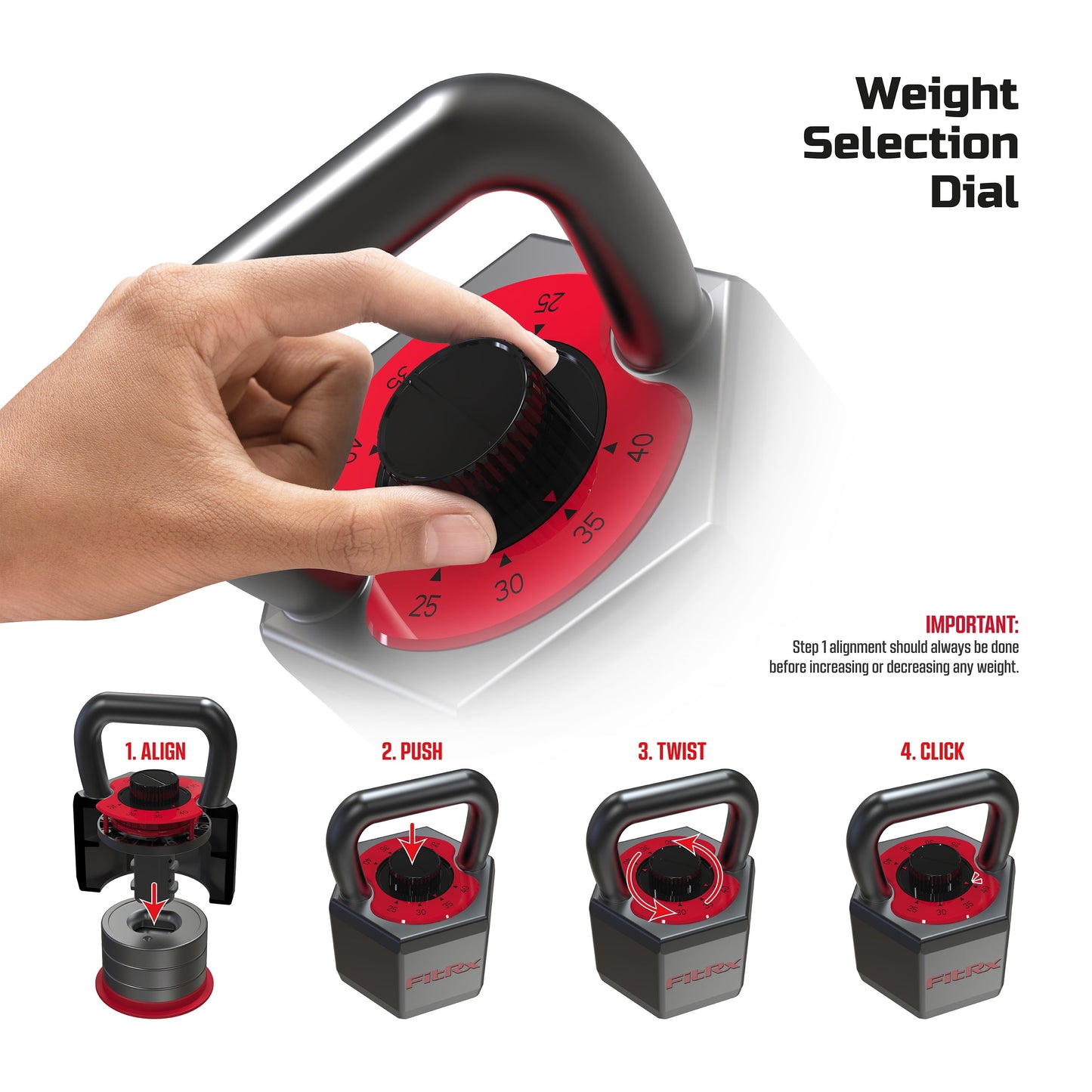 Smartstack Adjustable Kettlebell with Wide Handle for Home Gym Workouts, 25-40 lbs, Black