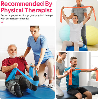 Professional Resistance Bands Set for Exercise, Physical Therapy, Stretching, Recovery, Pilates, Rehabilitation, Strength Training, and Yoga