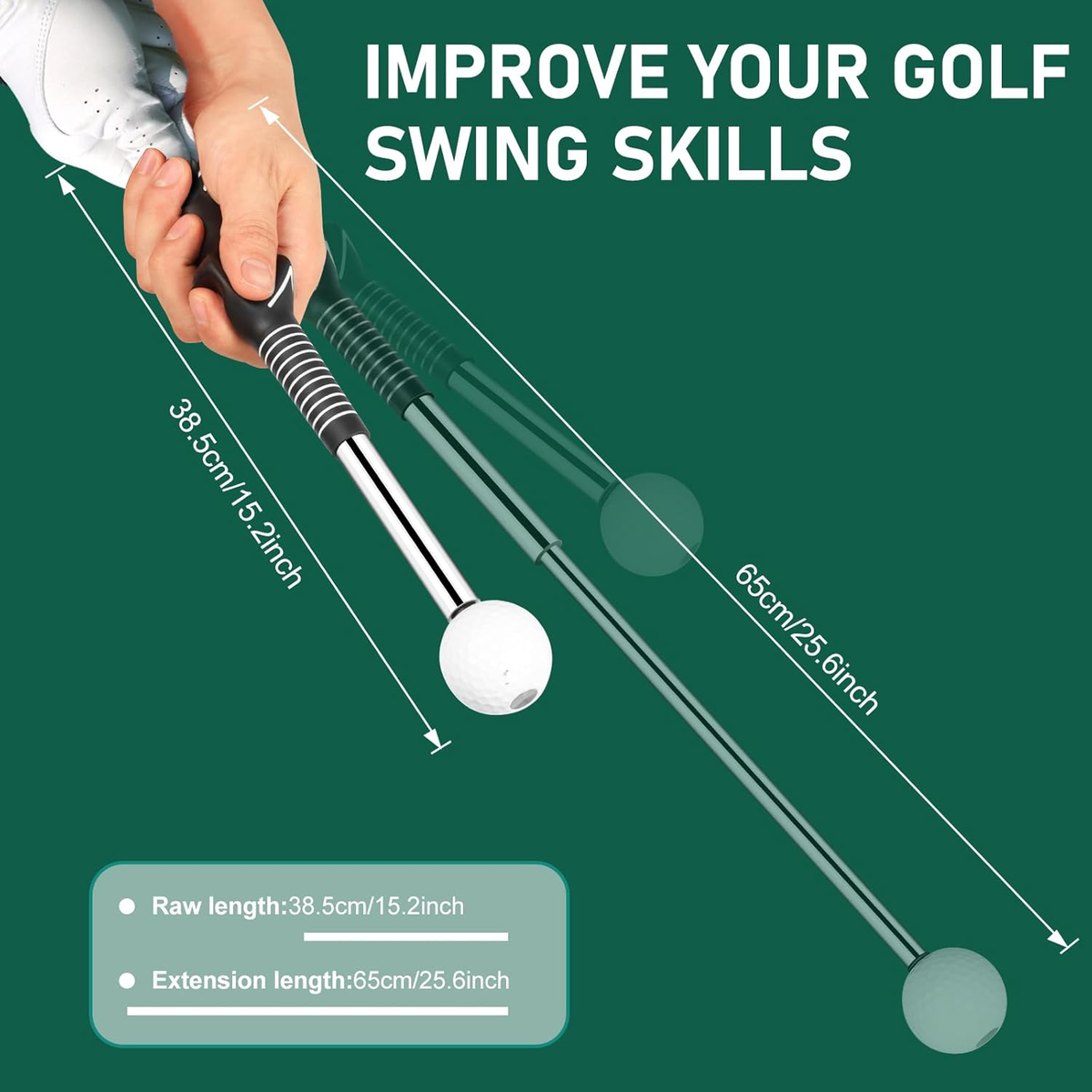 Retractable Golf Swing Trainer with Grip Trainer - Telescopic Training Aid for Warm-Up and Indoor Practice