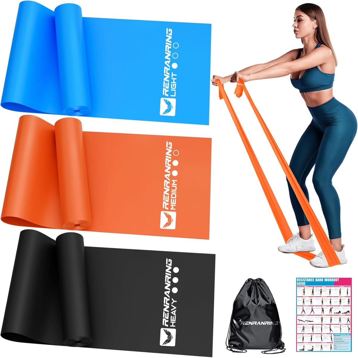Professional Resistance Bands Set for Exercise, Physical Therapy, Stretching, Recovery, Pilates, Rehabilitation, Strength Training, and Yoga
