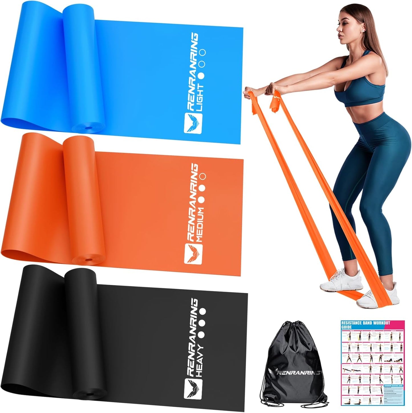 Professional Resistance Bands Set for Exercise, Physical Therapy, Stretching, Recovery, Pilates, Rehabilitation, Strength Training, and Yoga
