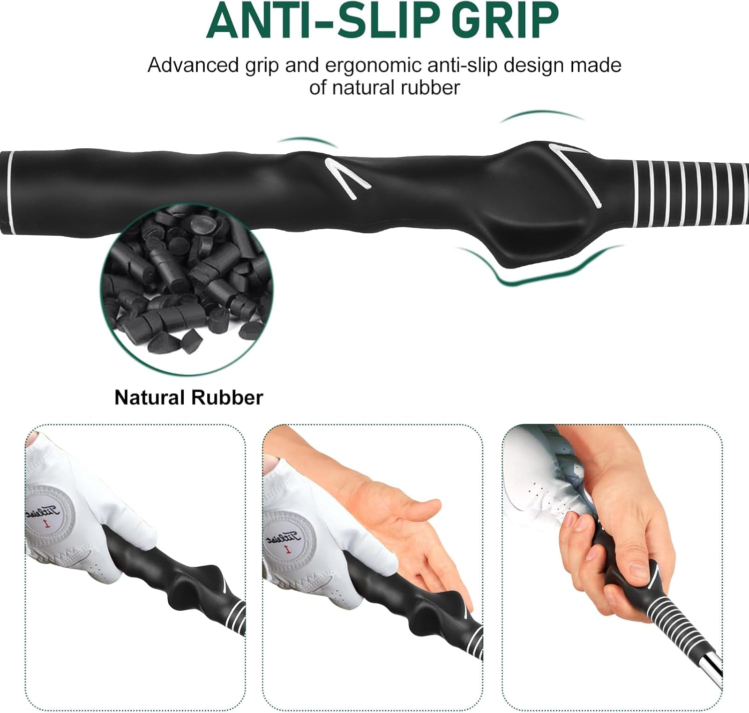 Retractable Golf Swing Trainer with Grip Trainer - Telescopic Training Aid for Warm-Up and Indoor Practice