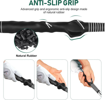 Retractable Golf Swing Trainer with Grip Trainer - Telescopic Training Aid for Warm-Up and Indoor Practice