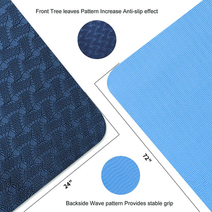 High-Density Eco-Friendly TPE Yoga Mat - 72" x 24", 8mm Extra Thick Non-Slip Exercise Mat for Yoga and Pilates for Men and Women